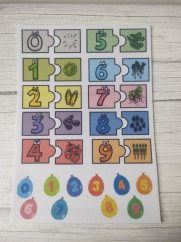 Filc s potiskem puzzle čísla zelenina